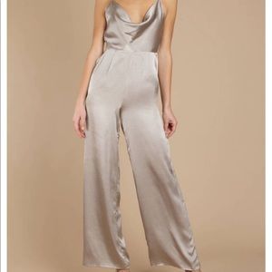 Large Tobi Pewter Satin Jumpsuit